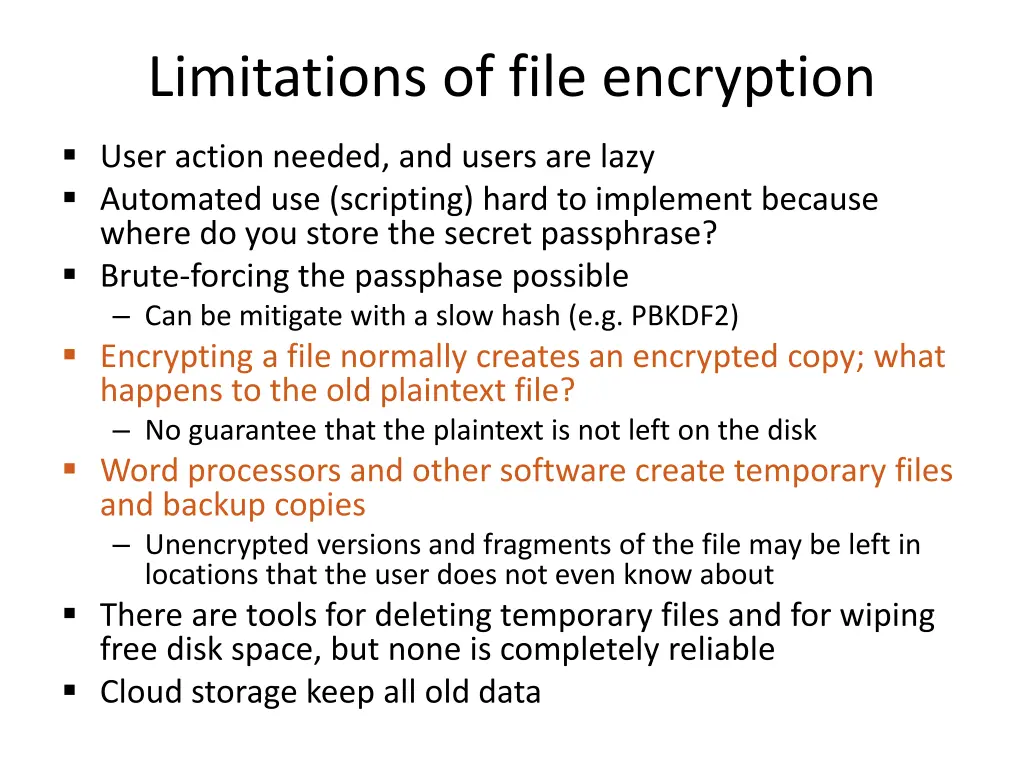 limitations of file encryption