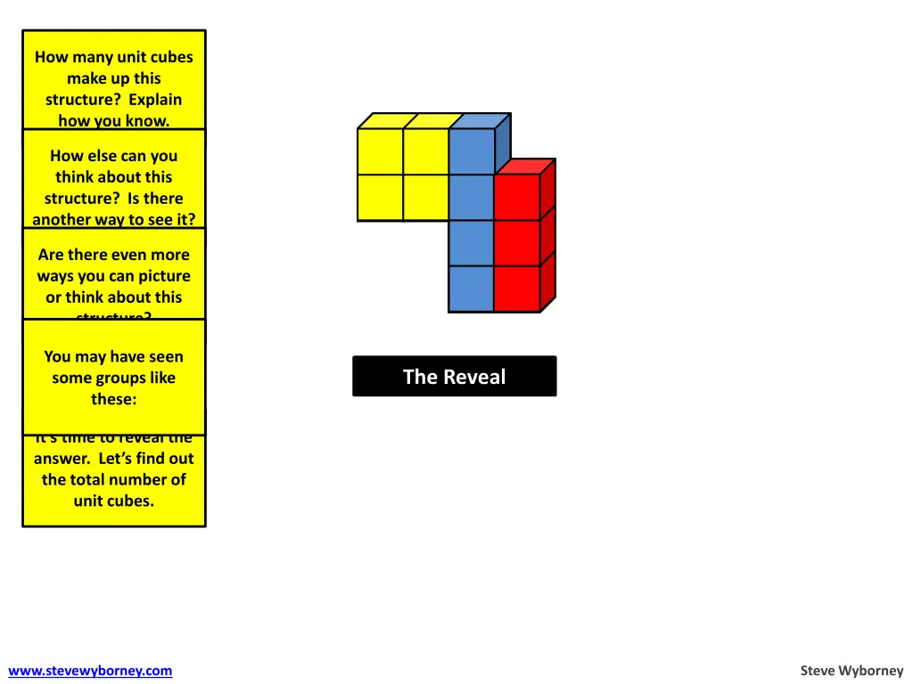 how many unit cubes make up this structure