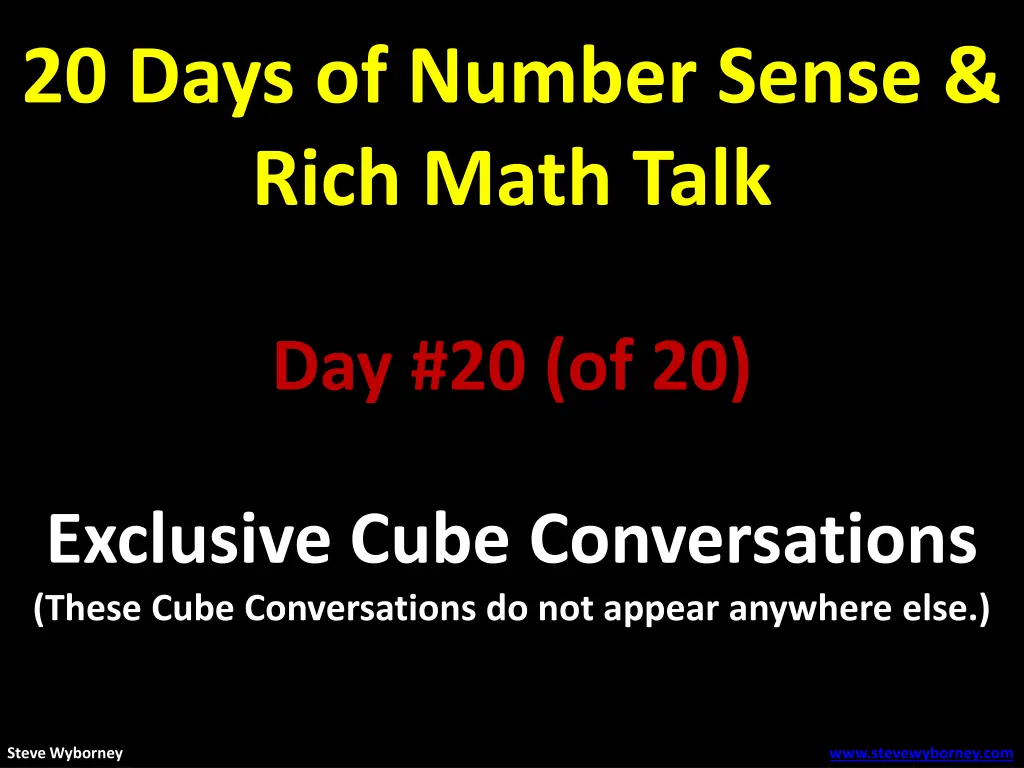 20 days of number sense rich math talk 1