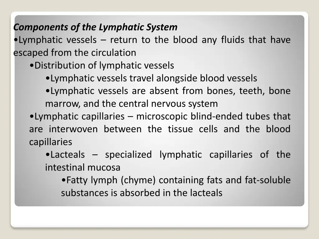 components of the lymphatic system lymphatic