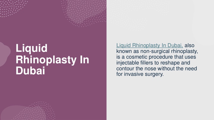 liquid rhinoplasty in dubai