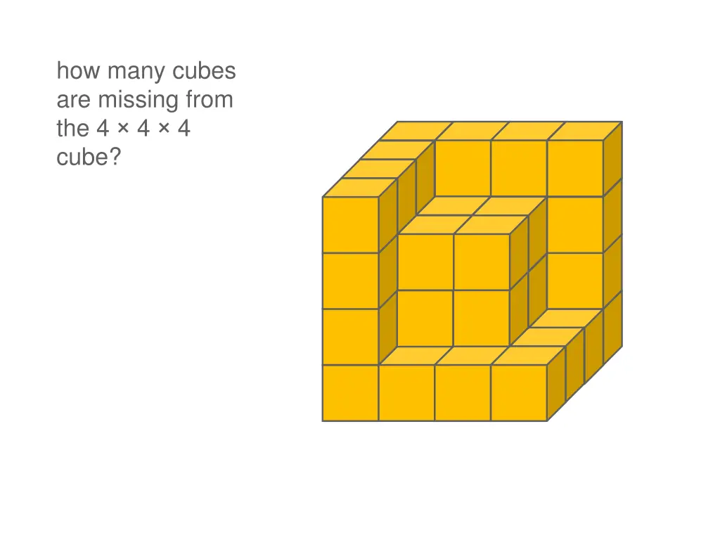 how many cubes are missing from the 4 4 4 cube