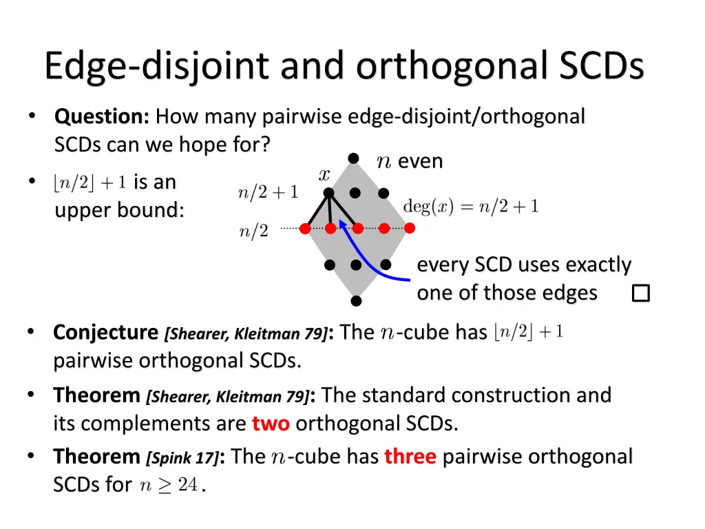 edge disjoint and orthogonal scds 1