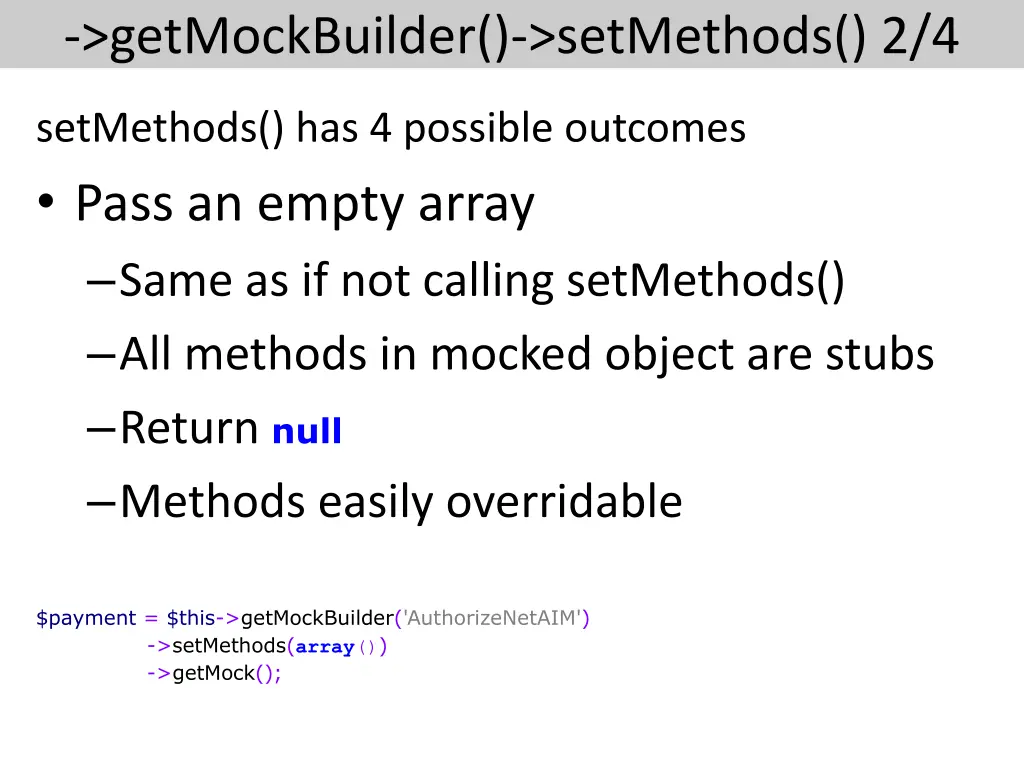 getmockbuilder setmethods 2 4