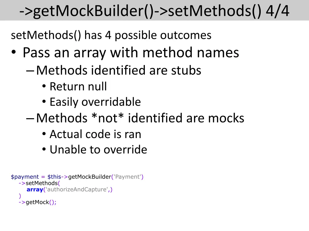 getmockbuilder setmethods 4 4