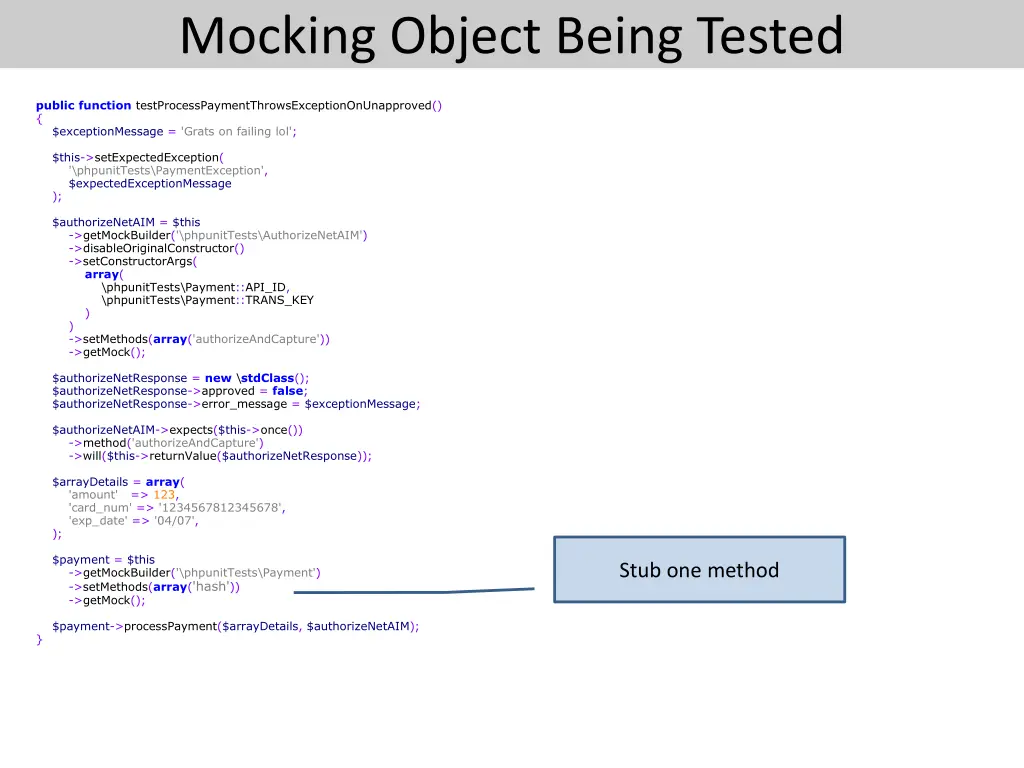 mocking object being tested