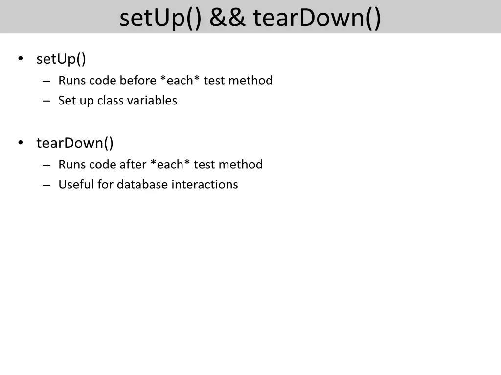 setup teardown