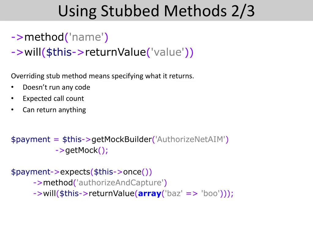 using stubbed methods 2 3