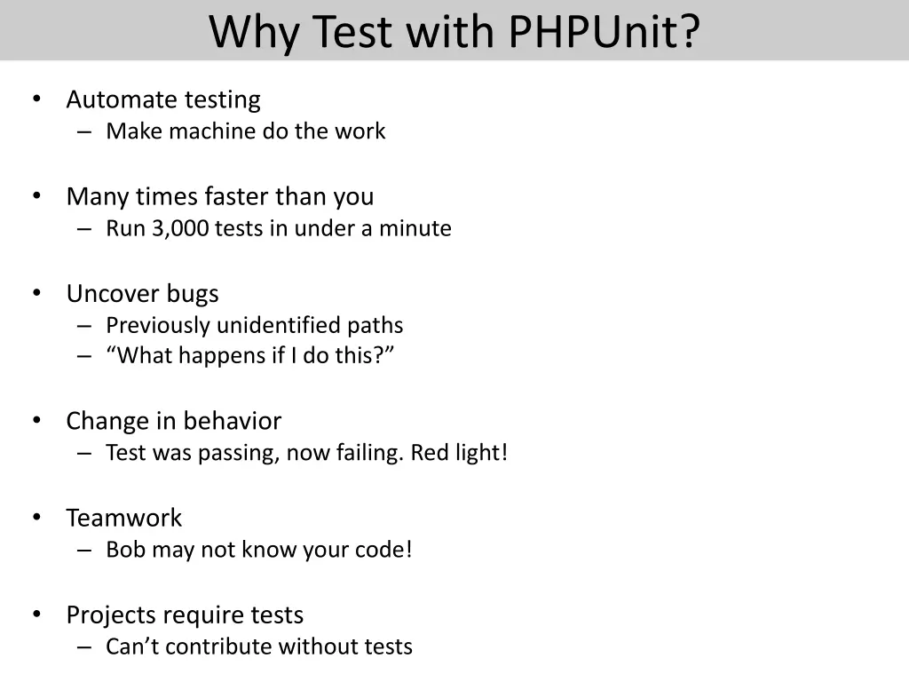 why test with phpunit