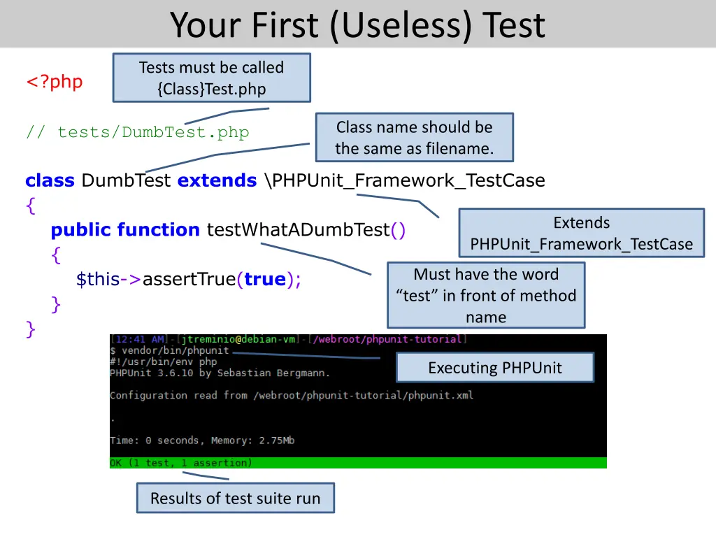 your first useless test