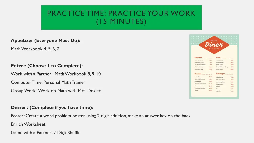 practice time practice your work 15 minutes