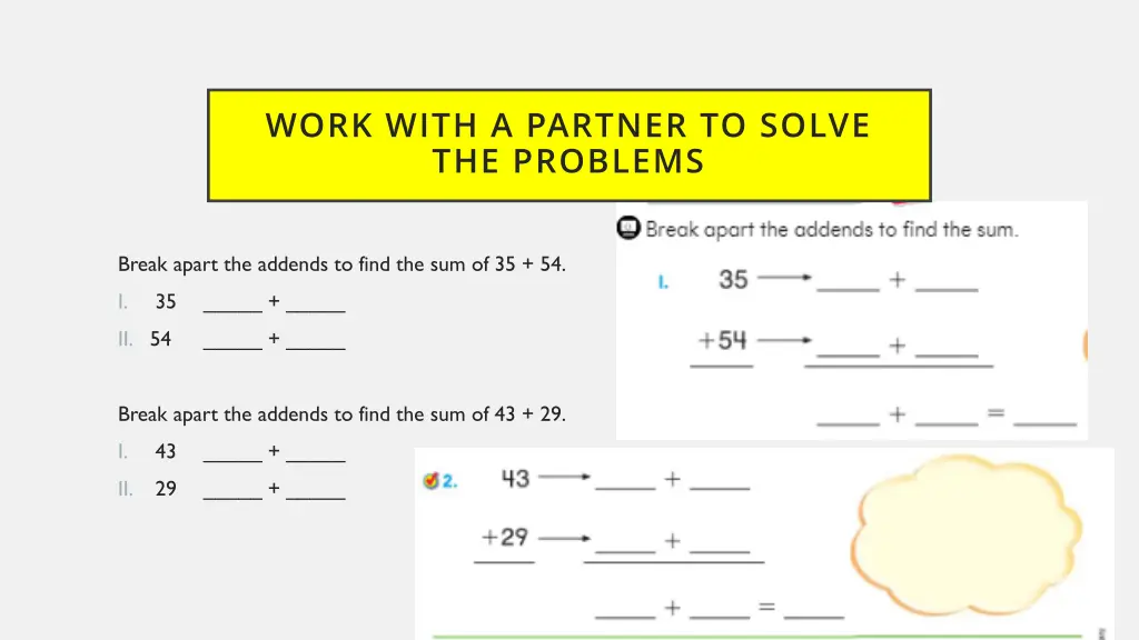 work with a partner to solve the problems