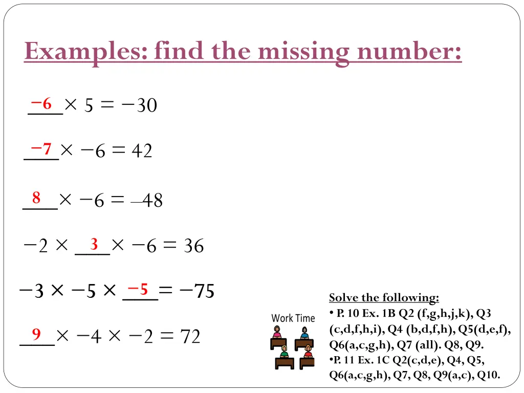 examples find the missing number