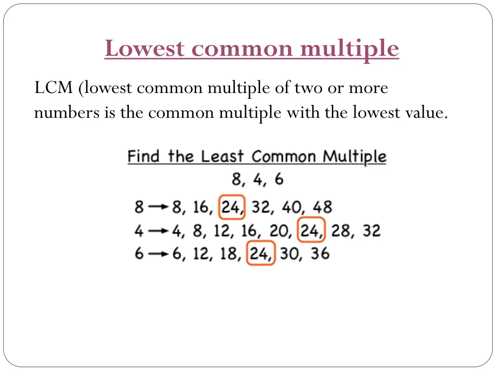 lowest common multiple