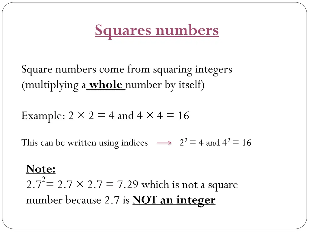 squares numbers