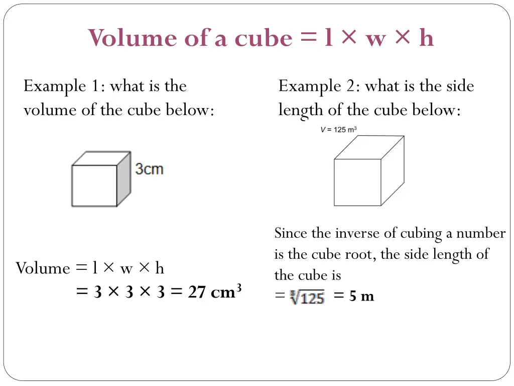 volume of a cube l w h