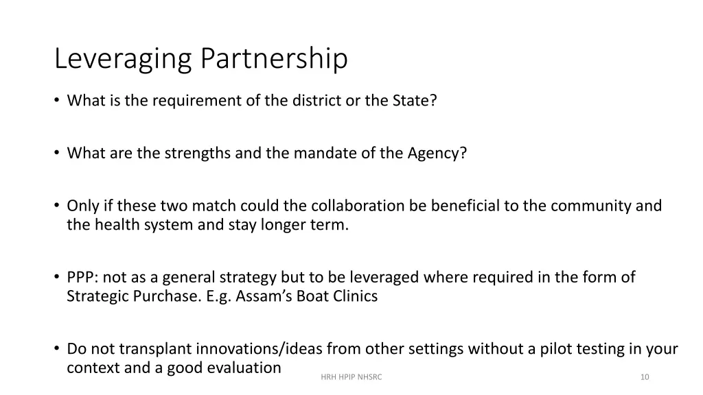 leveraging partnership