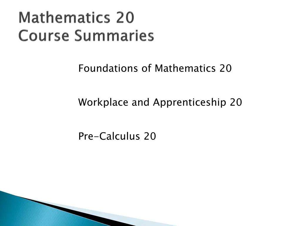 foundations of mathematics 20