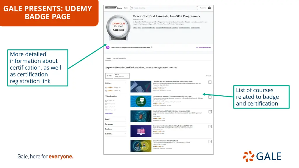 gale presents udemy badge page