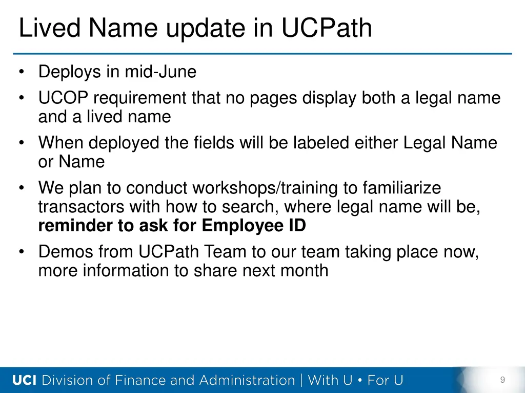 lived name update in ucpath