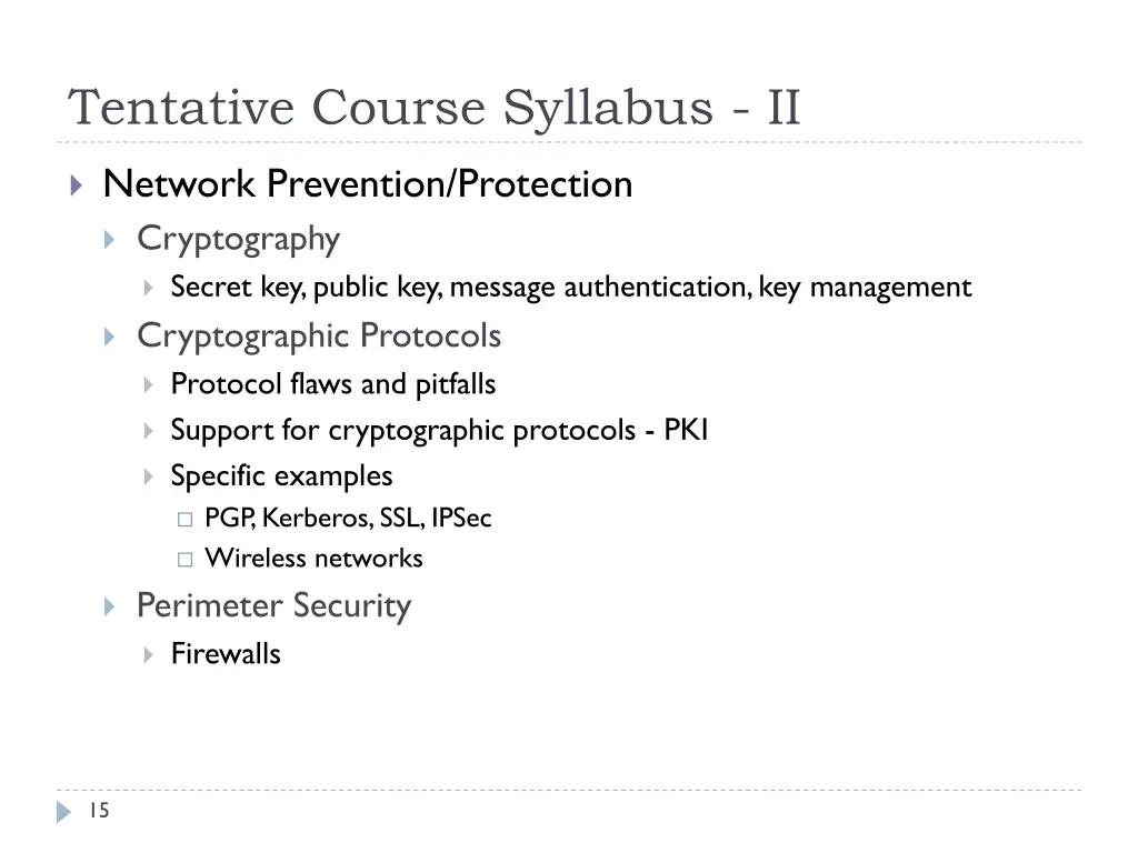 tentative course syllabus ii