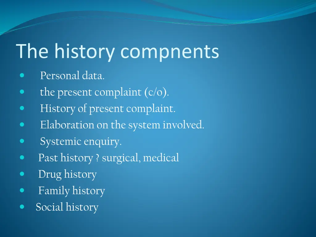 the history compnents personal data the present