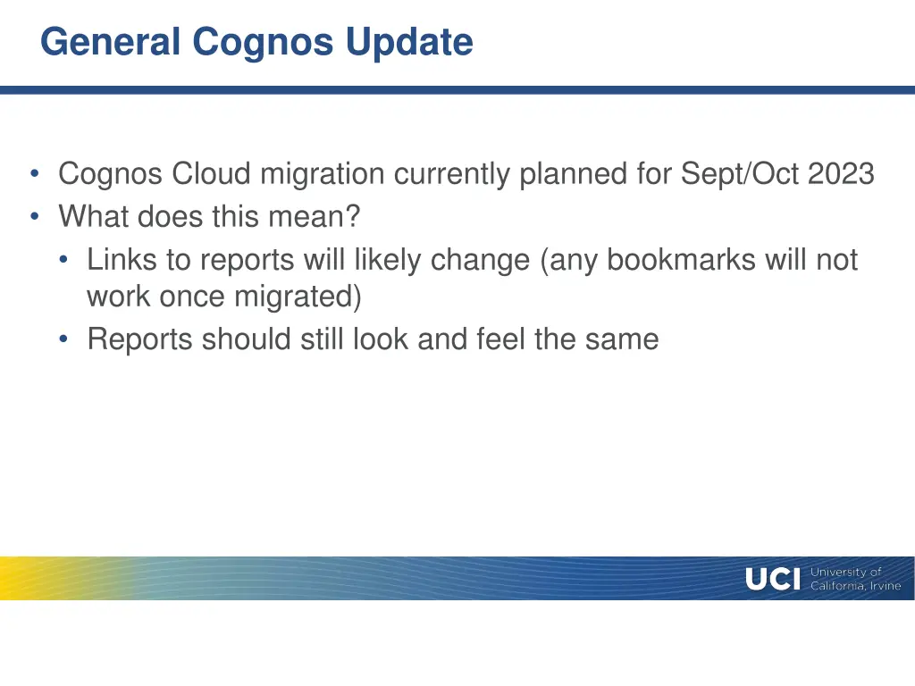 general cognos update