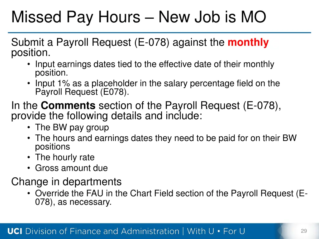 missed pay hours new job is mo