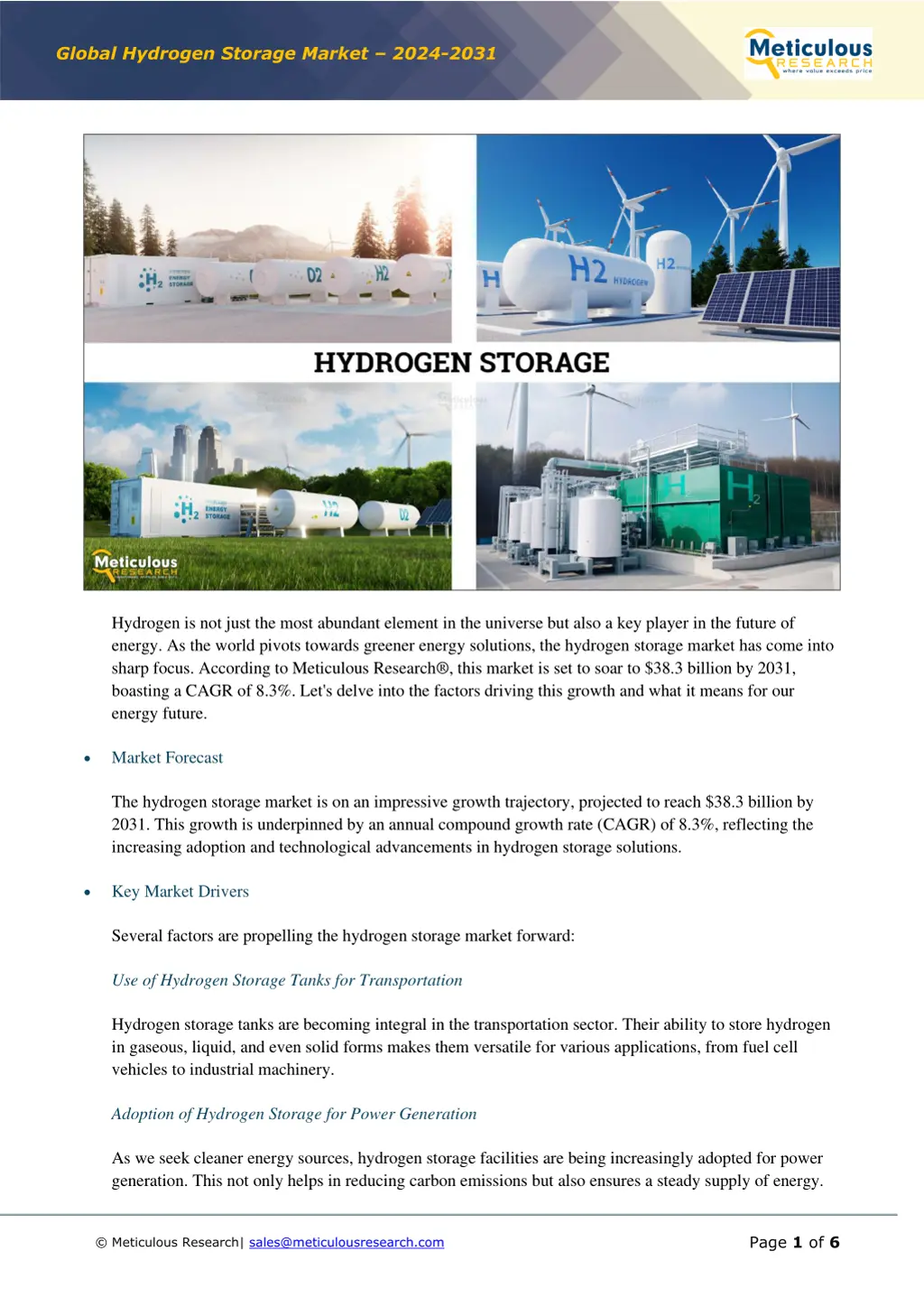 global hydrogen storage market 2024 2031
