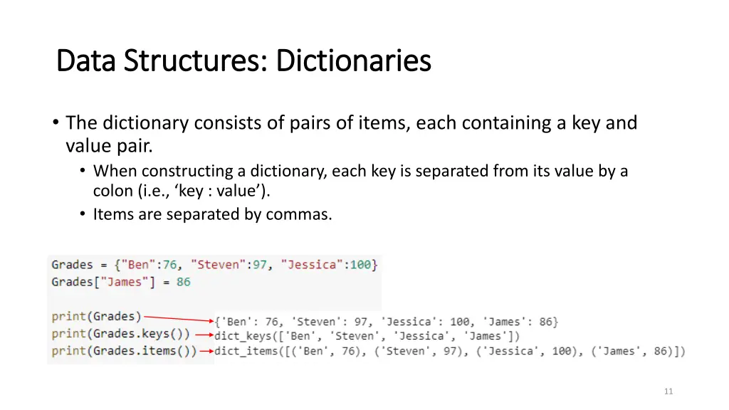 data structures dictionaries data structures