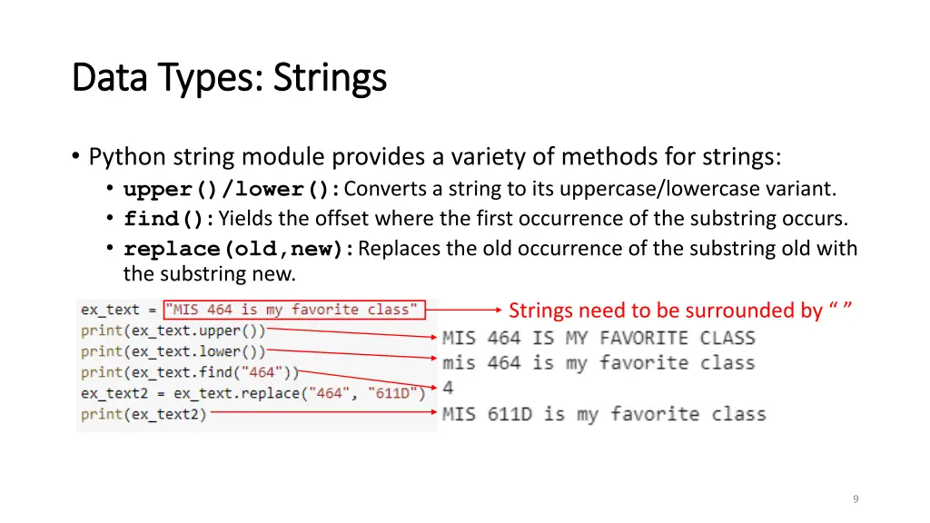 data types strings data types strings