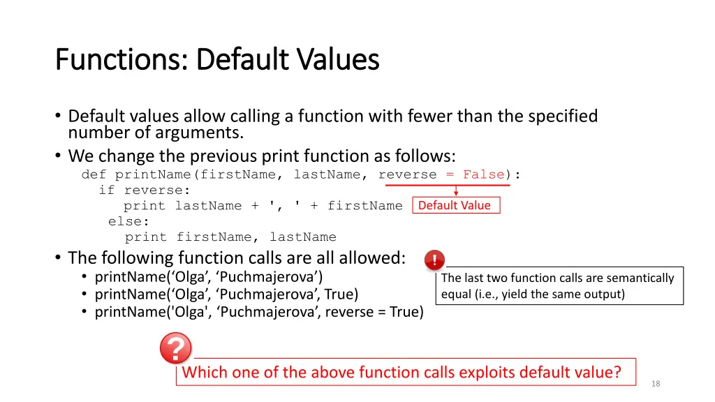 functions default values functions default values