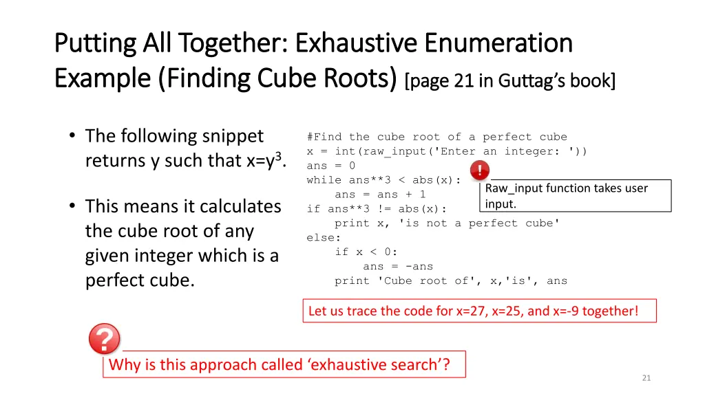 putting all together exhaustive enumeration