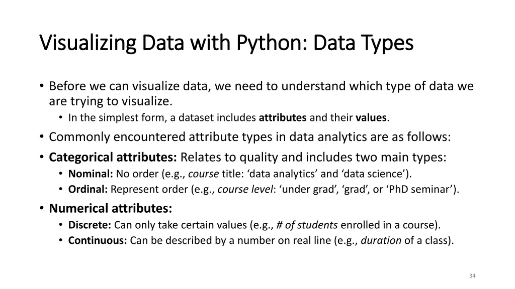 visualizing data with python data types