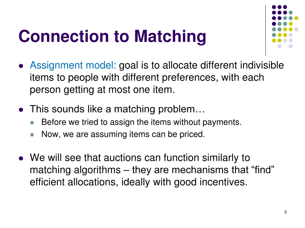 connection to matching