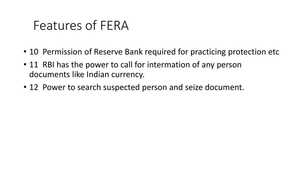 features of fera 1