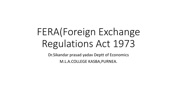 fera foreign exchange regulations act 1973