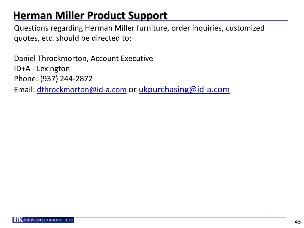 herman miller product support questions regarding