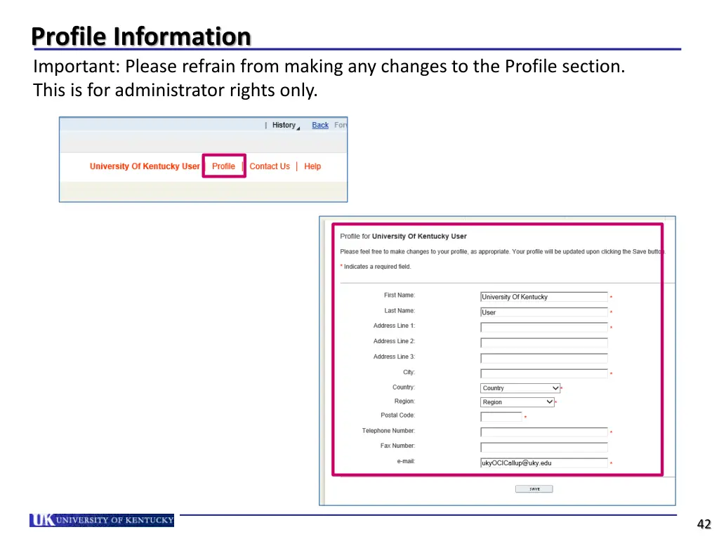 profile information important please refrain from