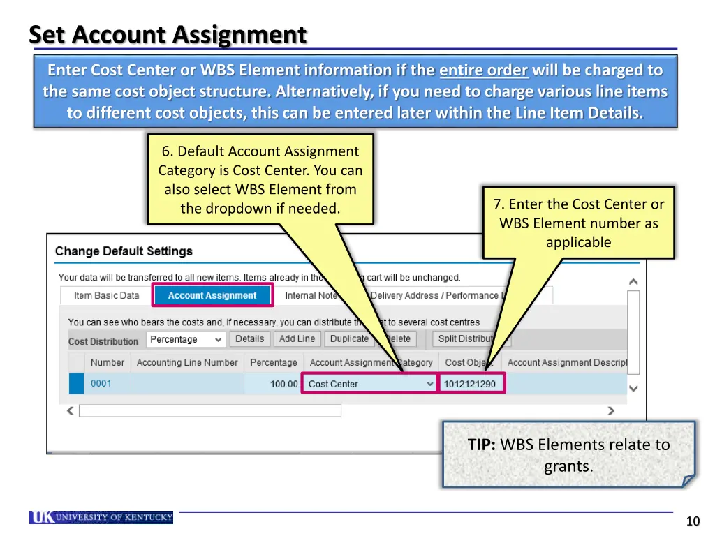 set account assignment 1