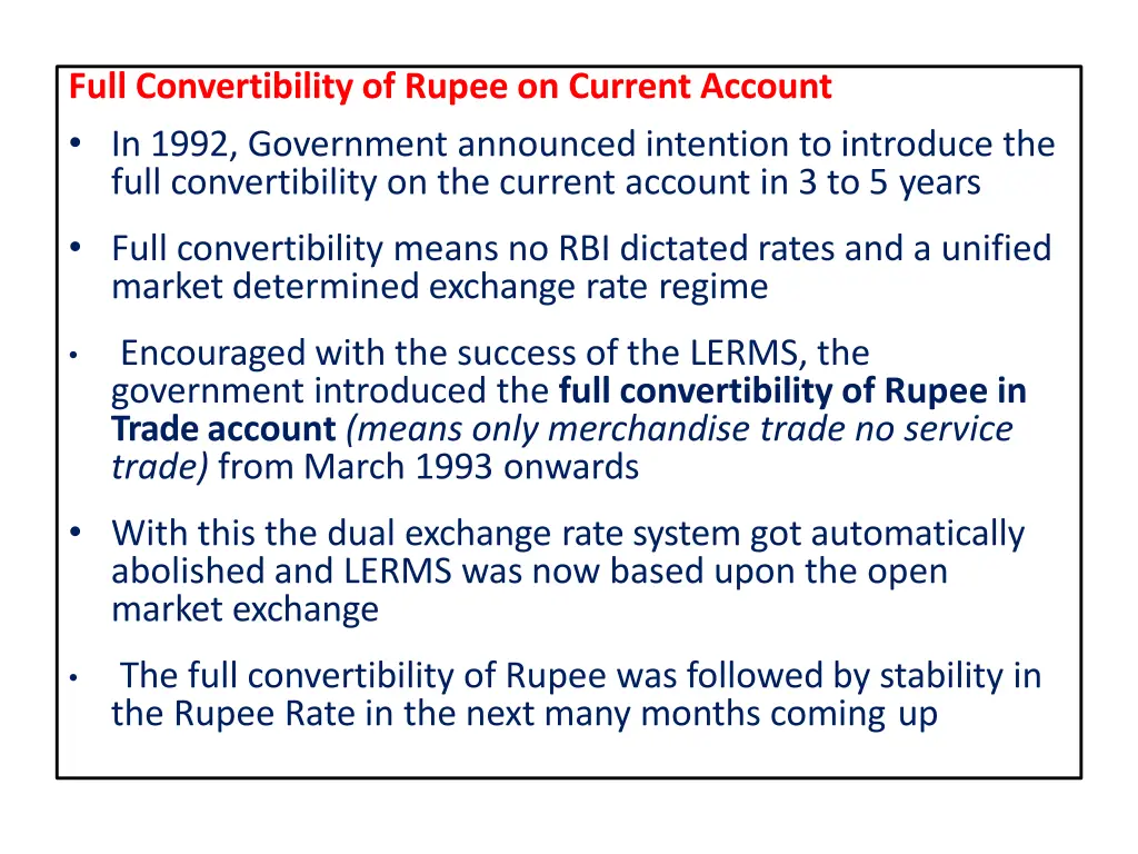 full convertibility of rupee on current account