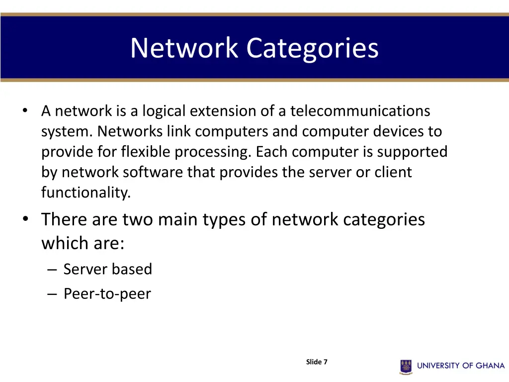 network categories