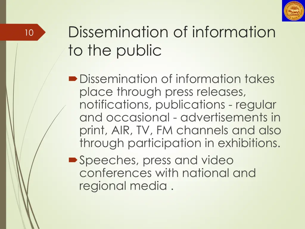 dissemination of information to the public 1