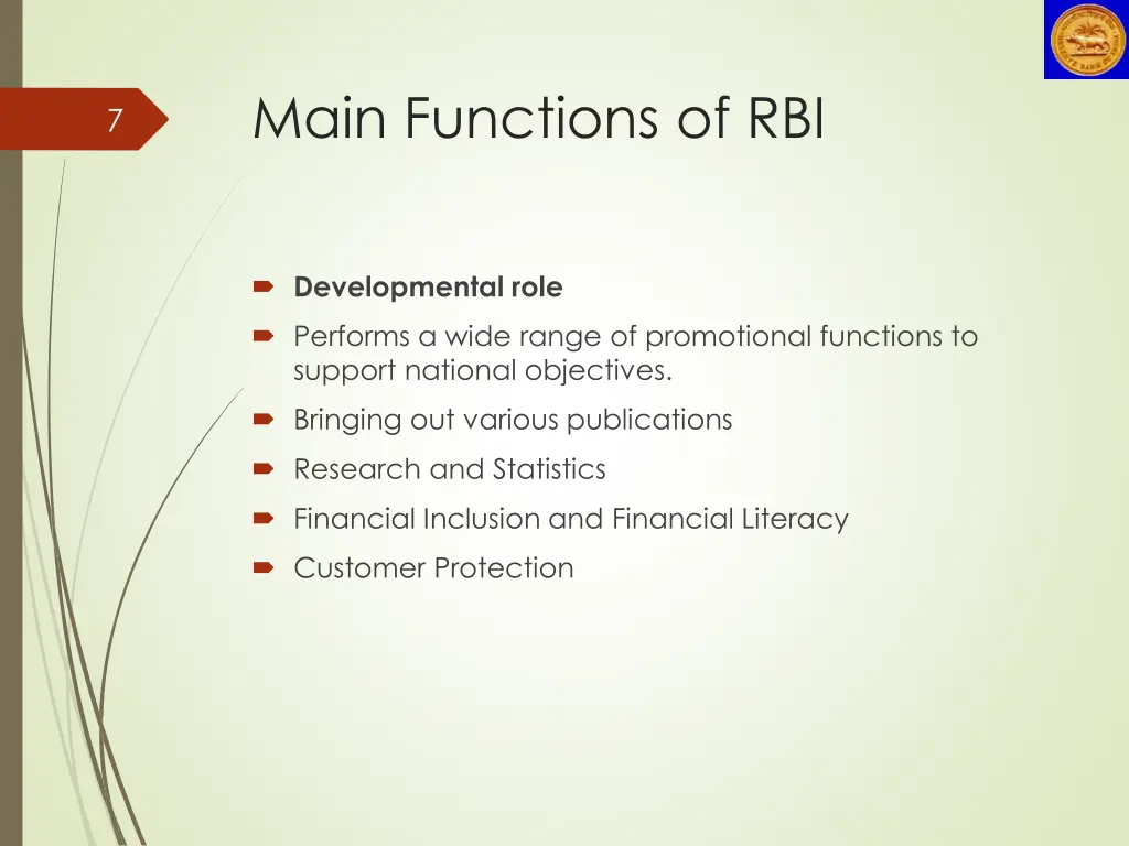 main functions of rbi 3