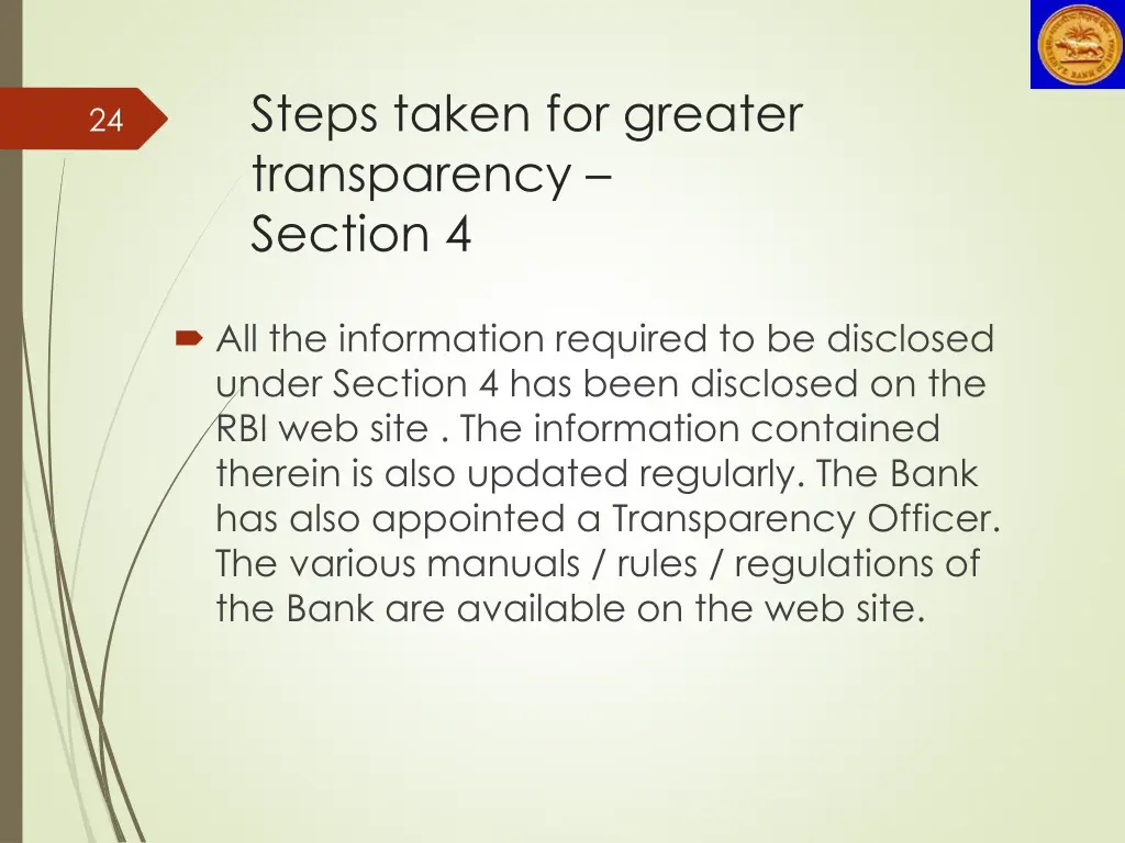 steps taken for greater transparency section 4