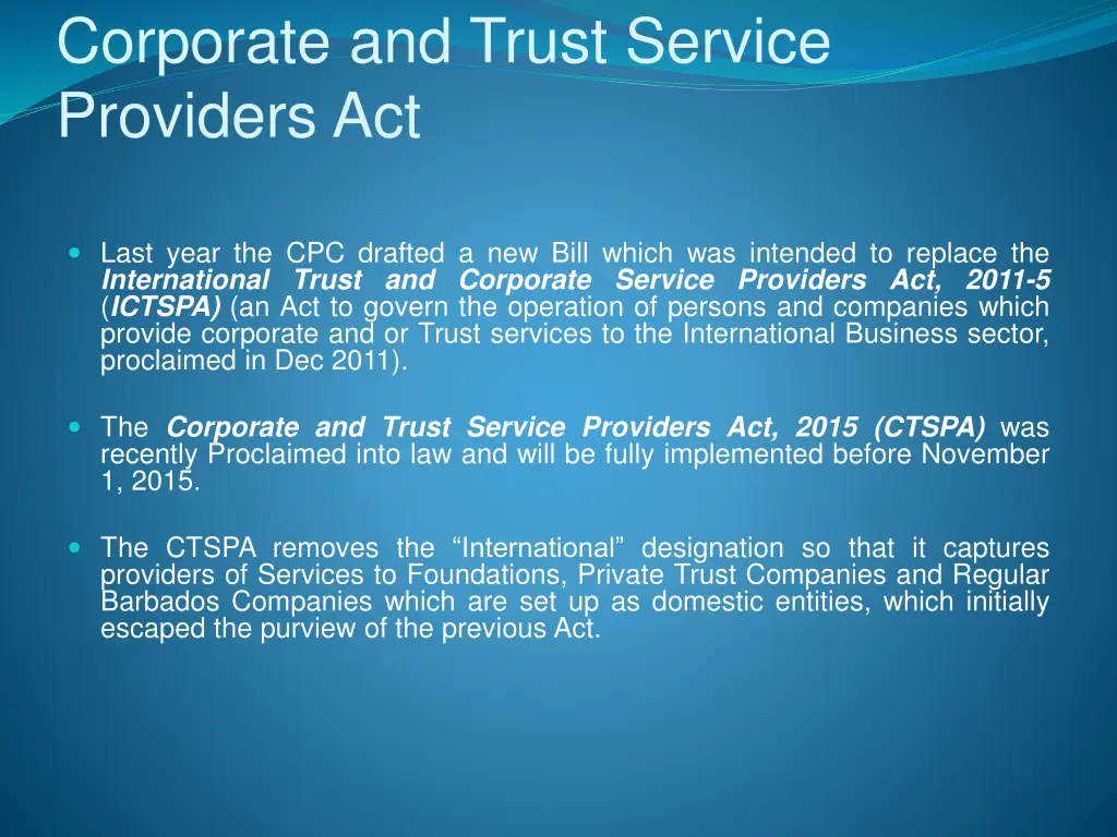 corporate and trust service providers act