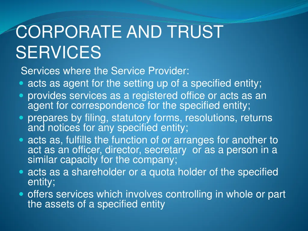 corporate and trust services services where