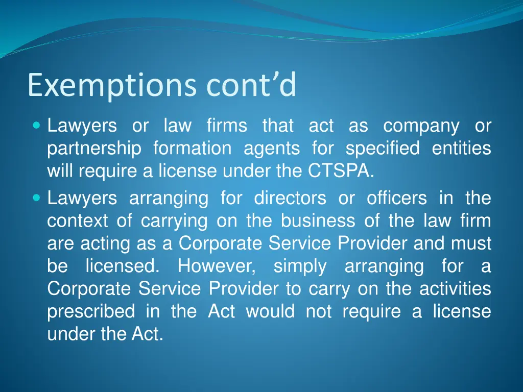 exemptions cont d lawyers or law firms that