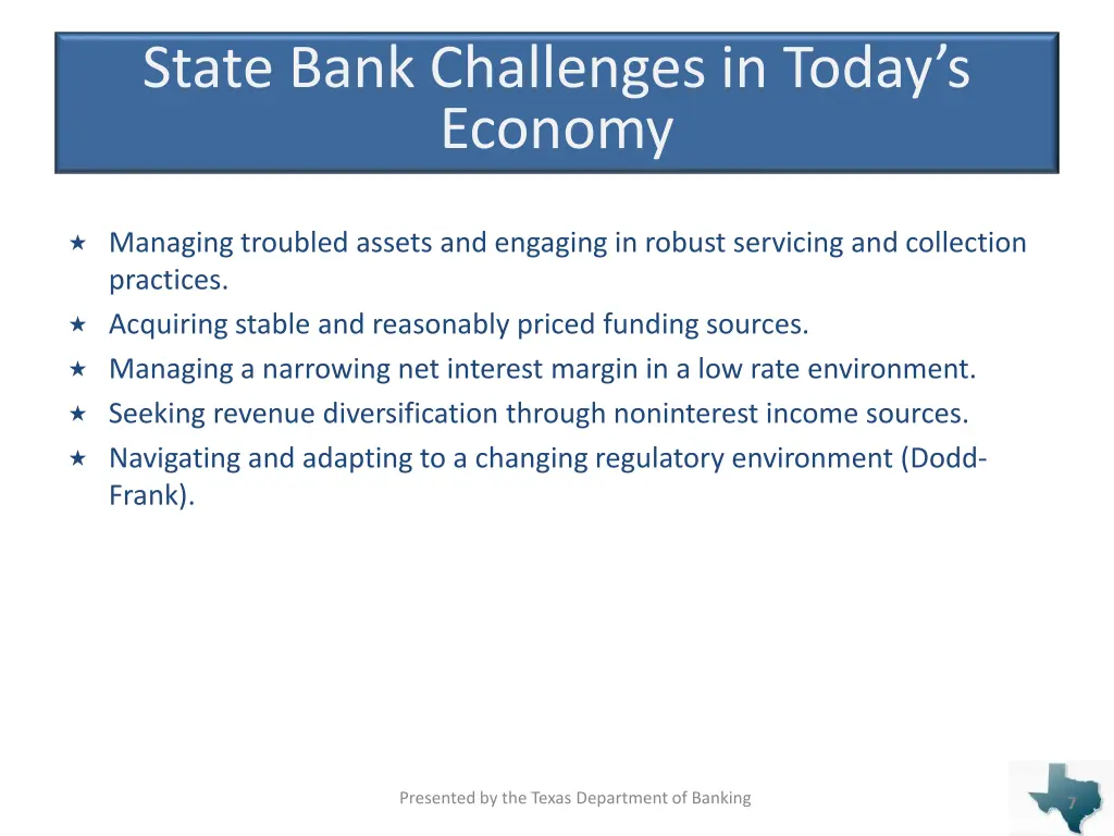 state bank challenges in today s economy