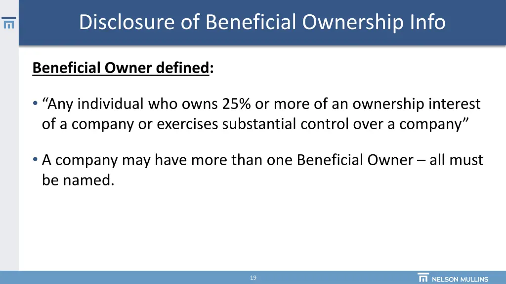 disclosure of beneficial ownership info